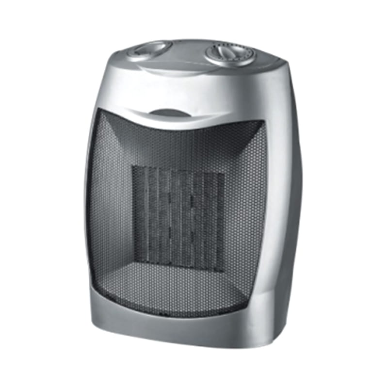 Încălzitor de ventilator electric din ceramică PTC argintiu cu termostat reglabil și comutator cu vârfuri